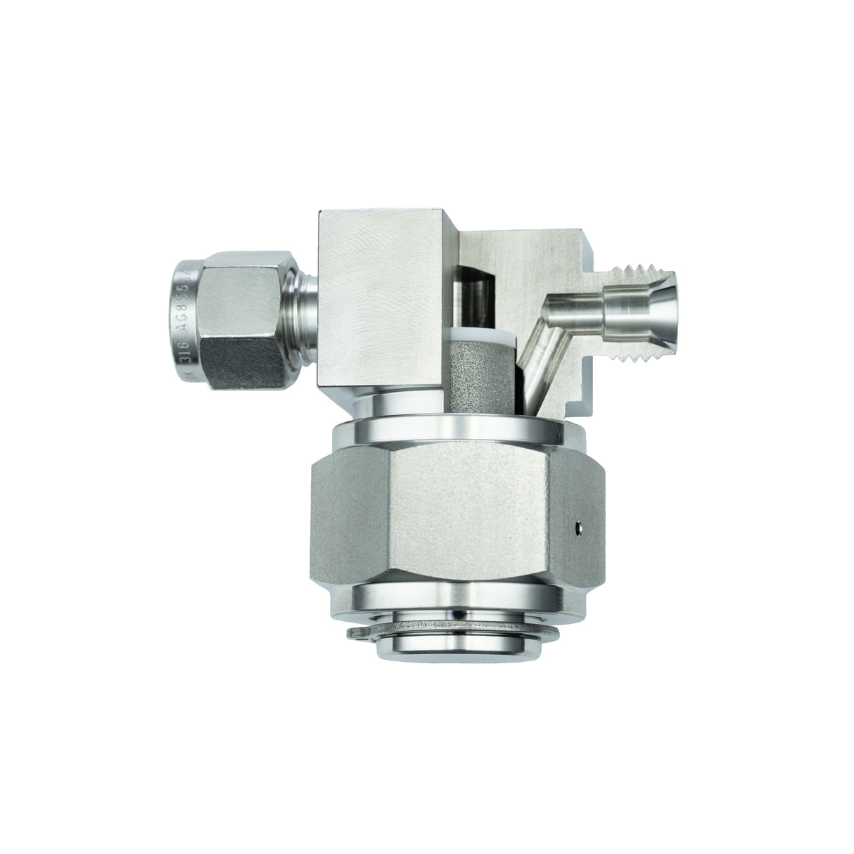 STF2 Micron Tee Filter 3/8" Tube Ends, SS, 6,000psi, Silver Plated Gasket/PTFE Packing,90 Micron